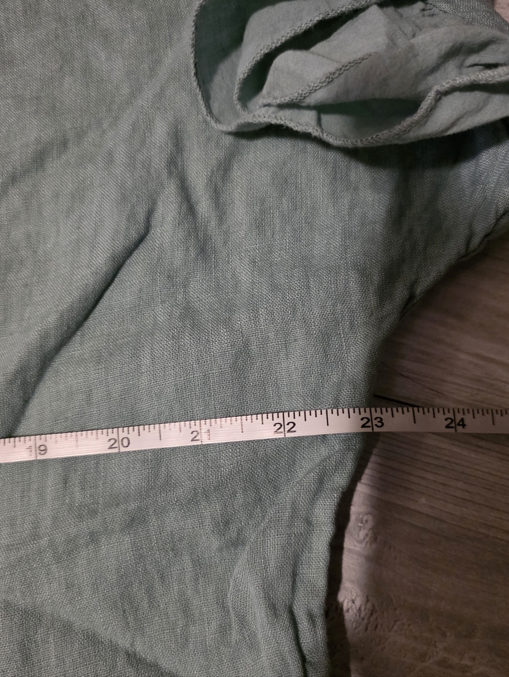 Meo Meli Linen Sage Green Linen Top Ruffle Short Sleeve Size M - Picture 4 of 7